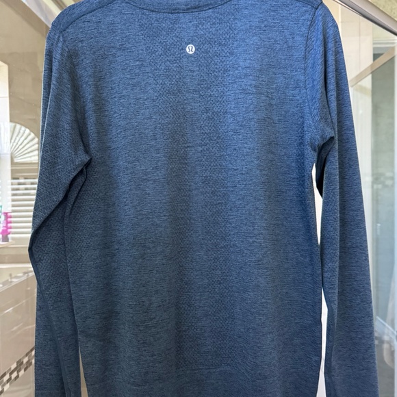 Lululemon Swiftly Relaxed Long-Sleeve Shirt Hip Length-blue heather-size 8 - Picture 3 of 4
